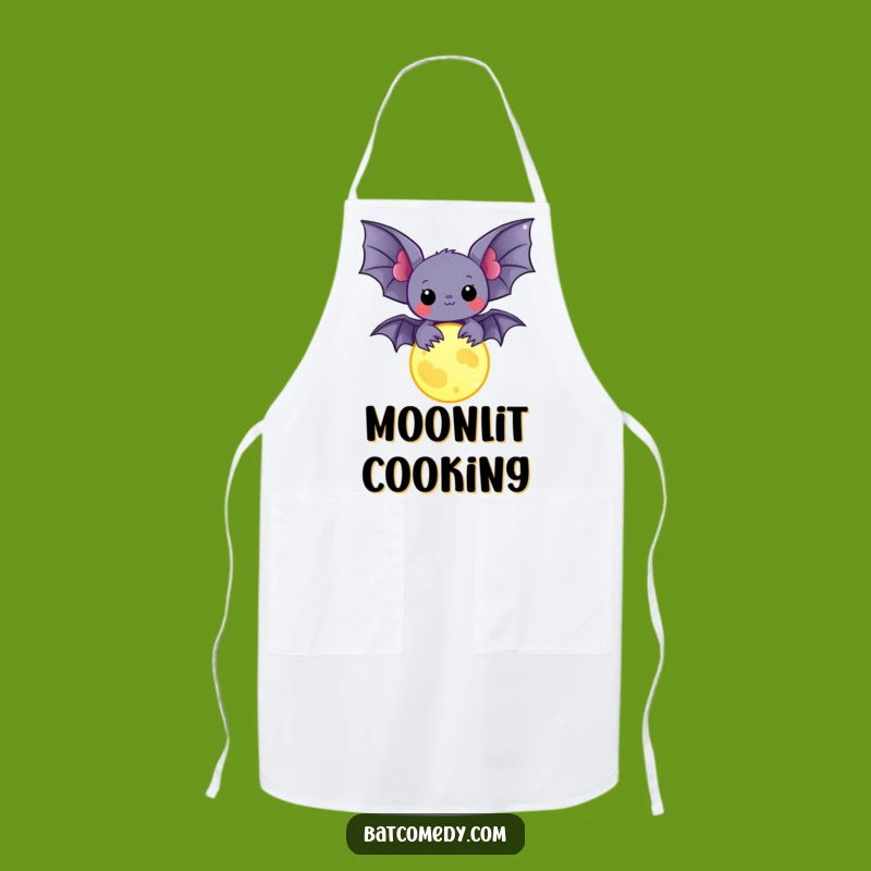 Funny Kawaii Bat Apron: Cook with Moonlit Charm and Humor