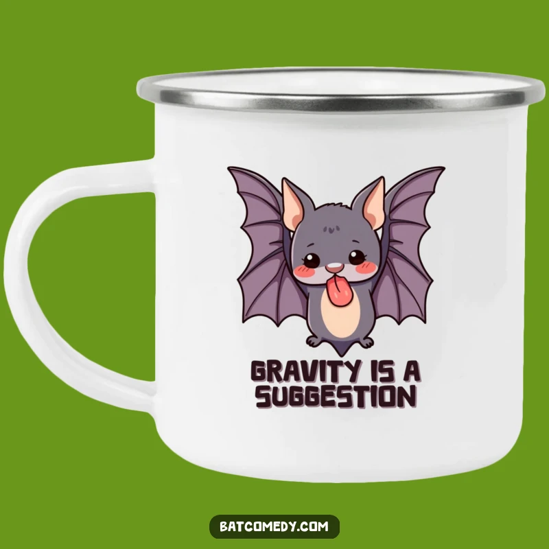 Funny Cute Bat Camping Mug, Adorable Upside Down Tongue Out Adventure