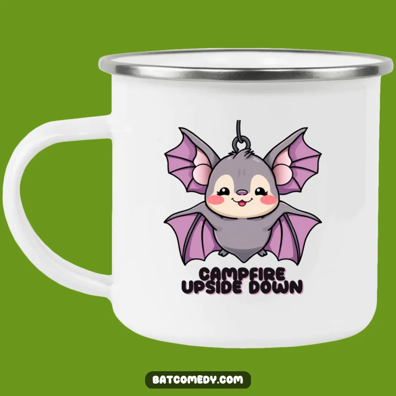 Funny Kawaii Bat Camping Mug: Sip Your Brew Upside Down with a Grin