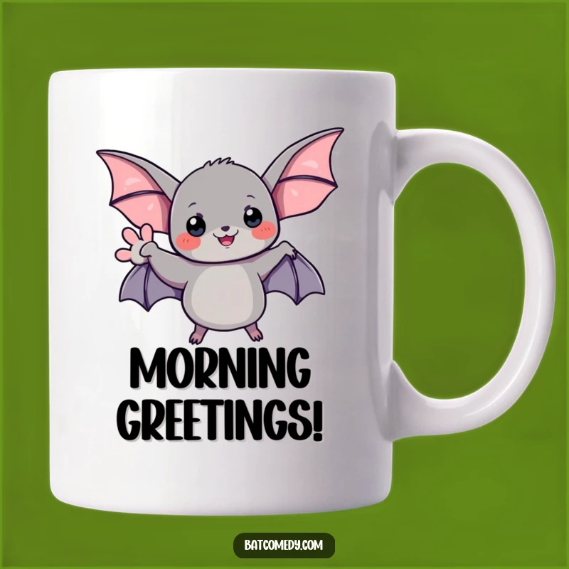Funny Friendly Bat Wave Mug: Welcoming Design for a Cheerful Gift
