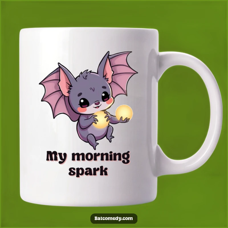 Funny Glowing Orb Bat Mug: Magical Creature Holding Light Funny Gift