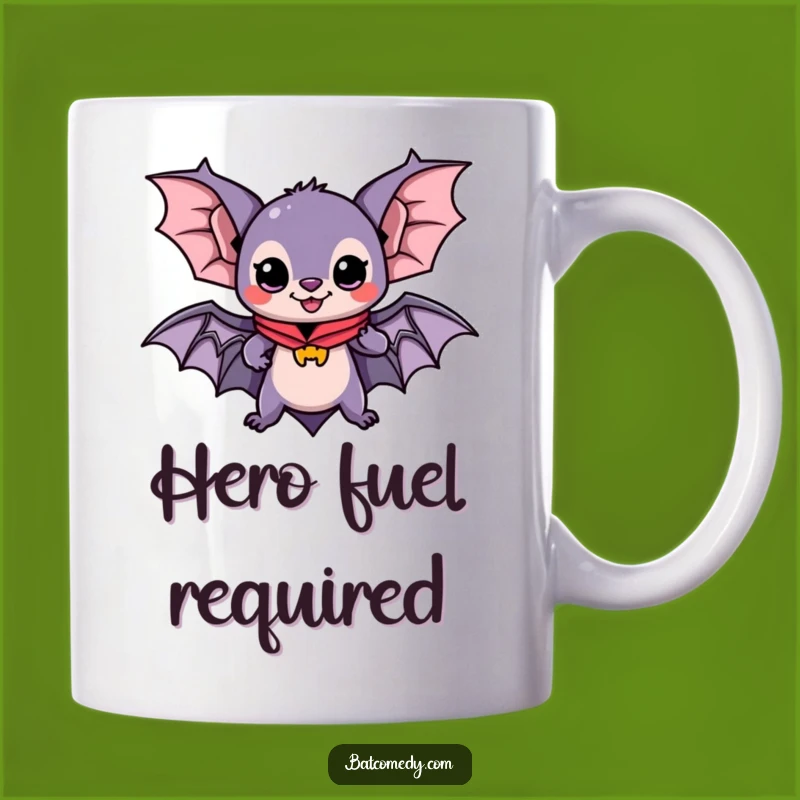 Funny Kawaii Bat Adventure Mug: Heroic Excitement for Coffee, Perfect Funny Gift