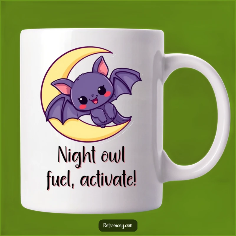 Funny Kawaii Bat Moon Mug: Adorable Excitement for Coffee Lovers, Perfect Funny Gift
