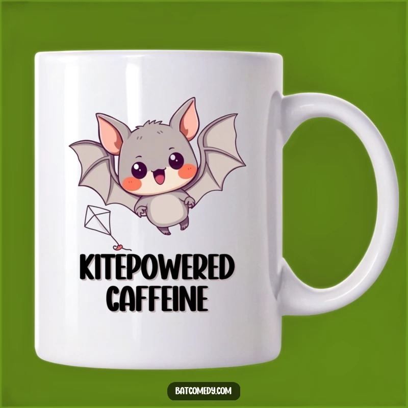 Funny Kite Flying Bat Mug: Enthusiastic Adventure Design for a Fun Gift