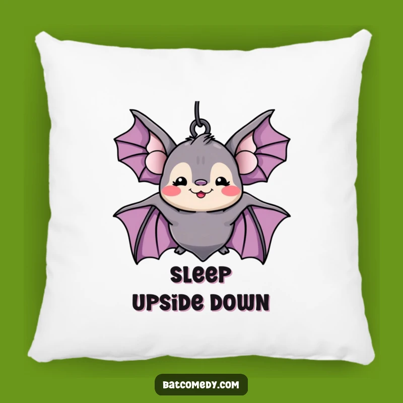 Funny Kawaii Bat Pillow: Cuddle Up with this Grinning, Upside-Down Friend