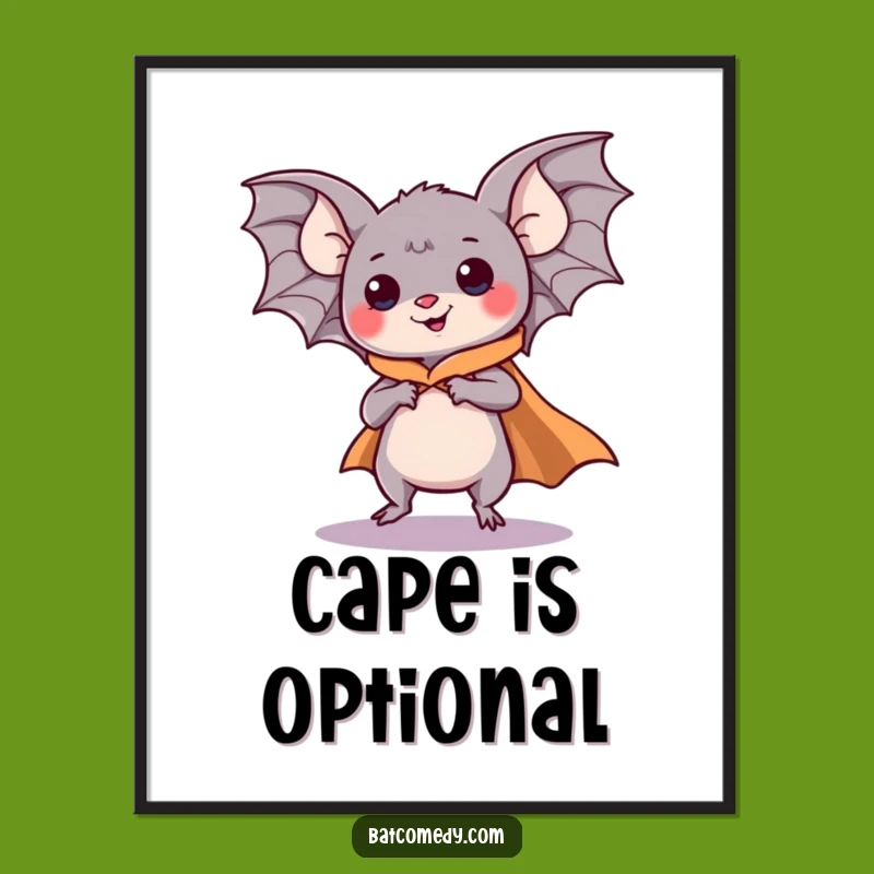 Funny Kawaii Bat Digital Art: Instant Heroic Humor for Your Walls