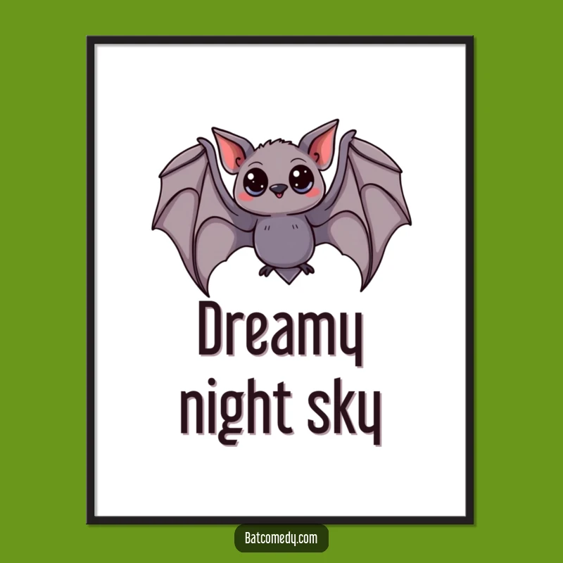 Funny Curious Bat Digital Art: Instant Whimsy for Your Walls Funny Gift