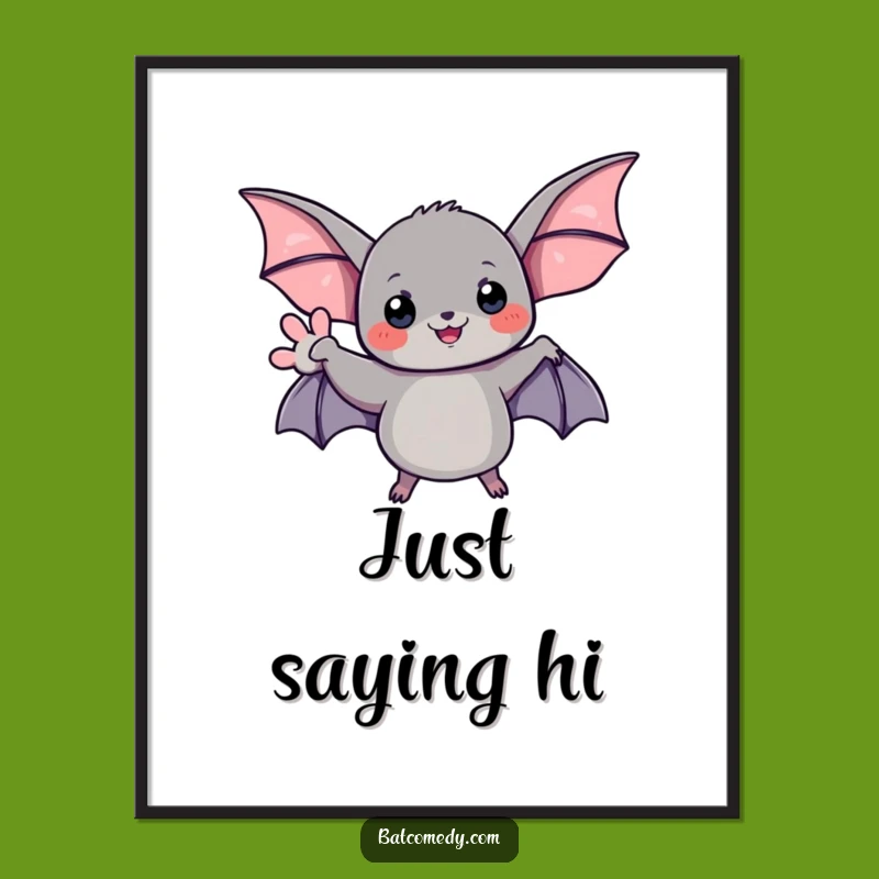 Funny Bat Wave Digital Art: Cheerful Printable for Welcoming Decor