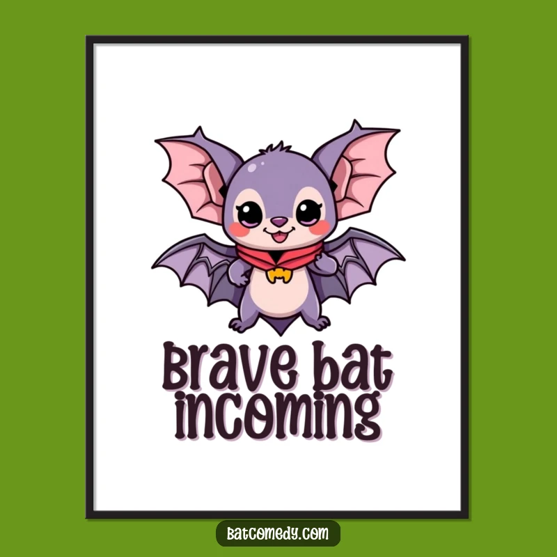 Funny Kawaii Bat Adventure Digital Art: Instant Heroic Download, Perfect Funny Gift