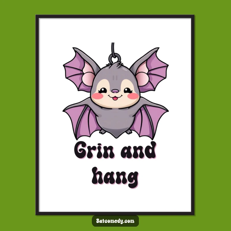 Funny Kawaii Bat Digital Art: Instant Upside-Down Humor for Your Walls