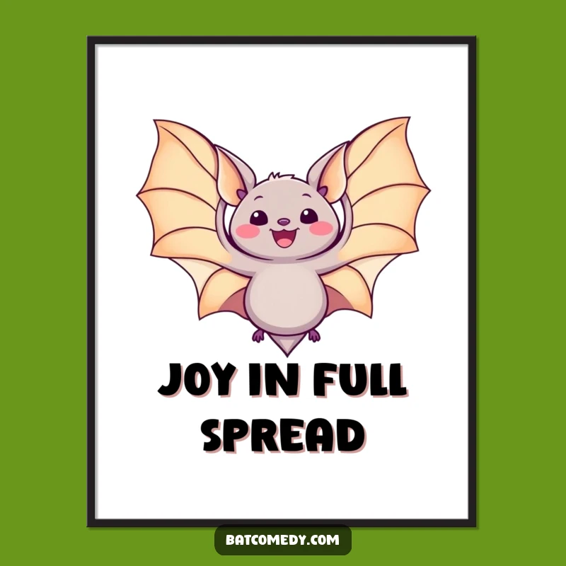 Funny Kawaii Bat Wings Digital Art - Instant Delightful Decor