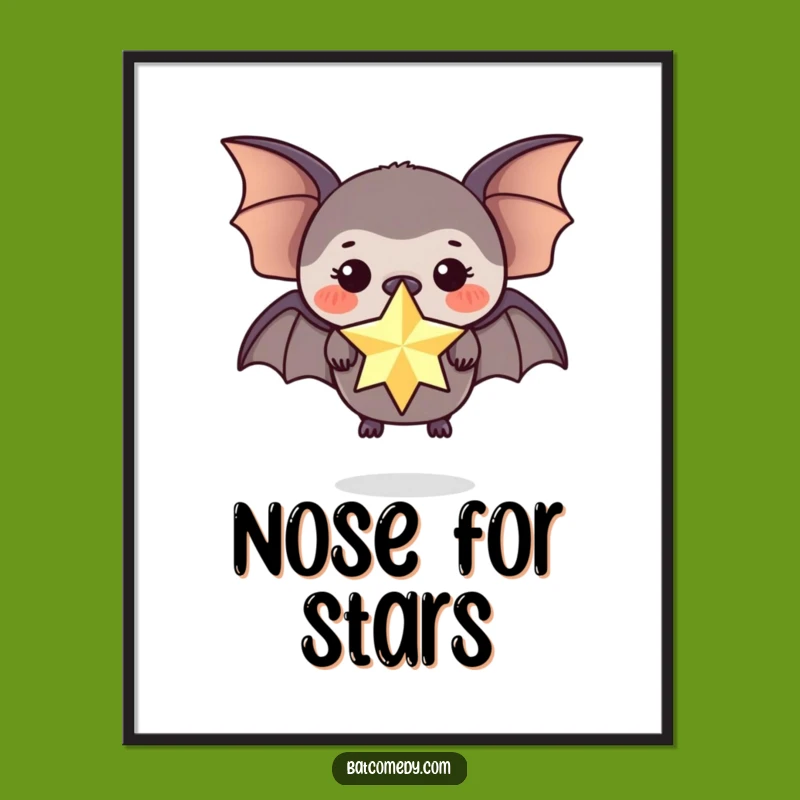 Funny Star Bat Digital Art: Whimsical Printable for Magical Decor