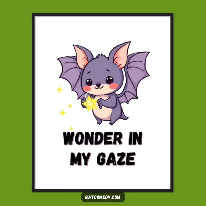 Funny Kawaii Bat Firefly Wonder Digital Art - Instant Enchanting Decor