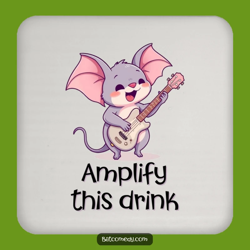 Funny Kawaii Bat Guitar Coaster: Musical Surface Protector, Perfect Funny Gift