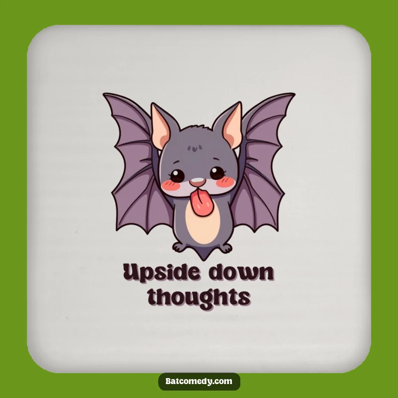 Funny Cute Bat Coaster, Adorable Upside Down Tongue Out Protection