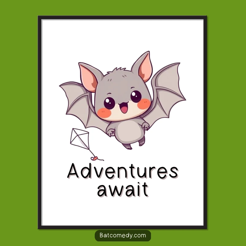 Funny Kite Bat Poster: Enthusiastic Wall Art for a Humorous Gift