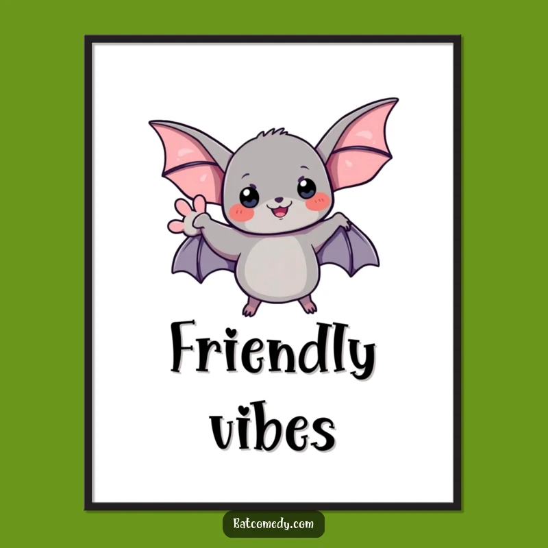 Funny Bat Wave Poster: Cheerful Wall Art for a Humorous Greeting