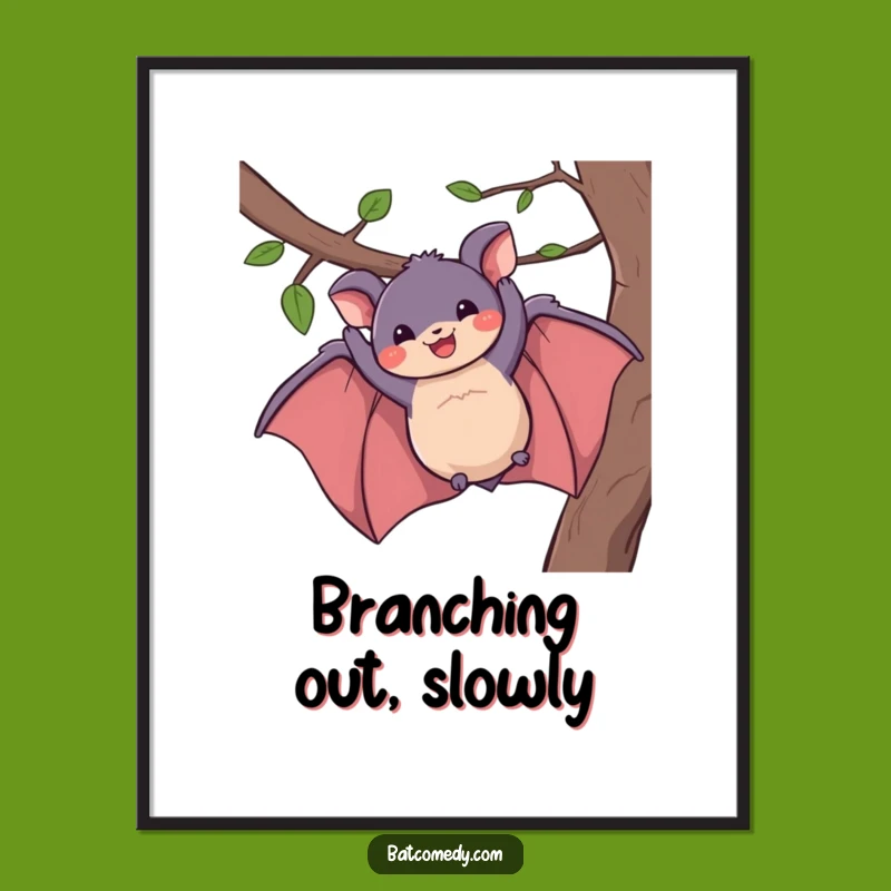 Funny Bat Grin Poster - Whimsical Wall Art for a Happy Atmosphere