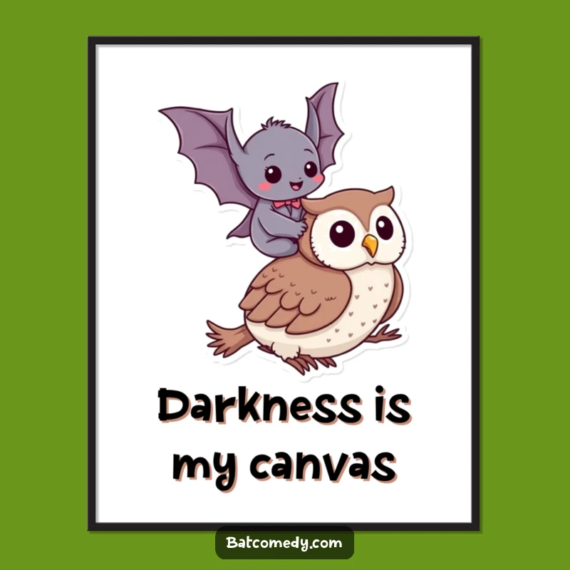 Funny Bat Owl Ride Poster - Hilarious Wall Art for Whimsical Home Decor