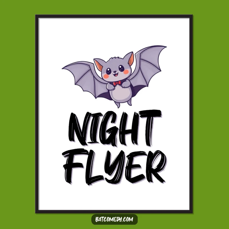 Funny Bat Superhero Poster, Speedy Flying Cape Night Art