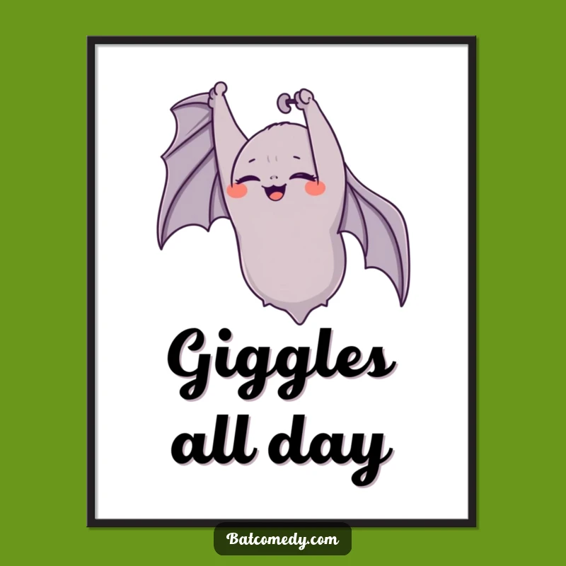 Funny Giggling Bat Poster: Infectious Joy for Your Walls Funny Gift