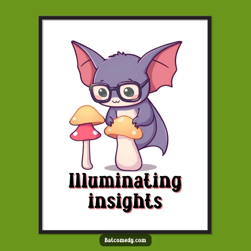 Funny Spectacled Bat Poster: Enchanting Study of Nature's Glow Funny Gift