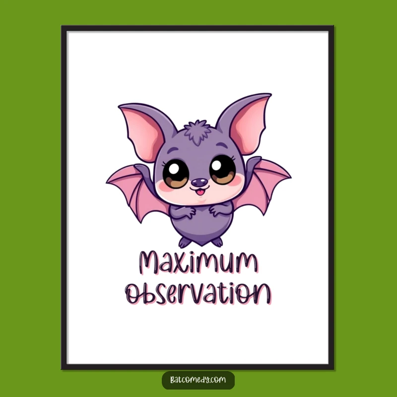 Funny Kawaii Bat Big Eyes Poster - Playful Wall Art