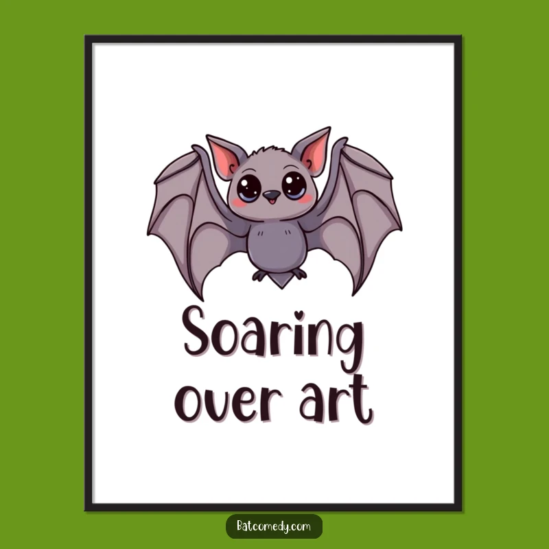 Funny Curious Bat Poster: Enchanting Wall Art for Bat Admirers Funny Gift