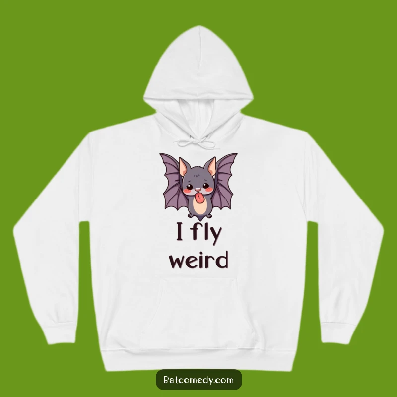 Funny Cozy Bat Hoodie, Adorable Upside Down Tongue Out Sweatshirt