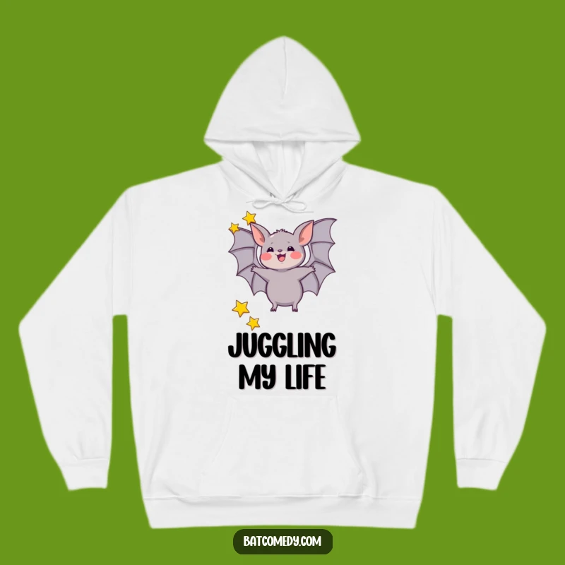 Funny Juggling Bat Hoodie, Star Twirler Cozy Comfort