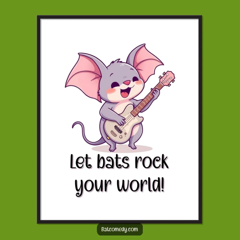 Free Printable Kawaii Bat Guitar Art - Funny Downloadable Decor for Music Lovers