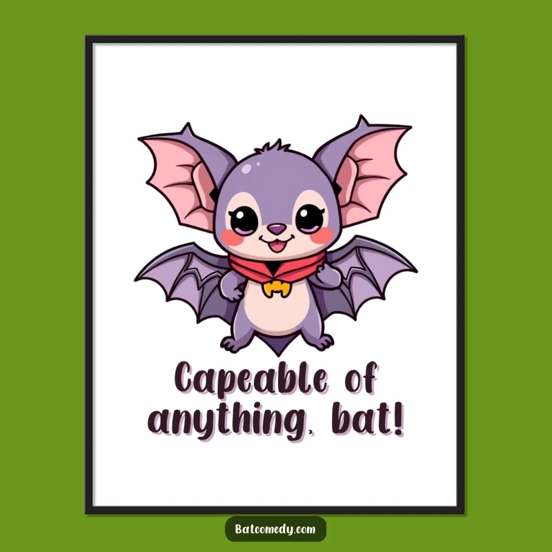Free Printable Kawaii Bat Superhero Art - Funny Downloadable Decor for Brave Souls