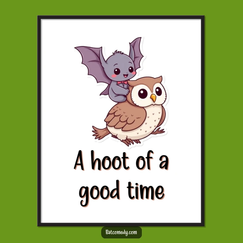 Funny Free Printable Wall Art: Bat Riding Owl Downloadable Art for Quirky Decor