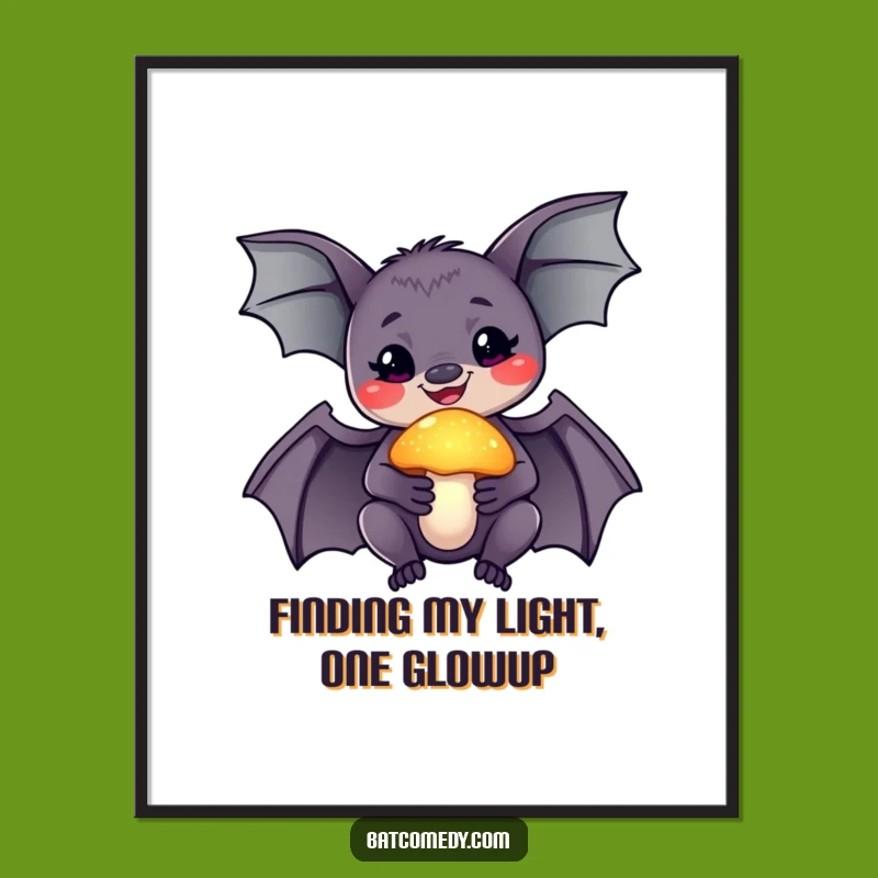 Funny Free Printable Wall Art: Whimsical Bat & Glowing Mushroom