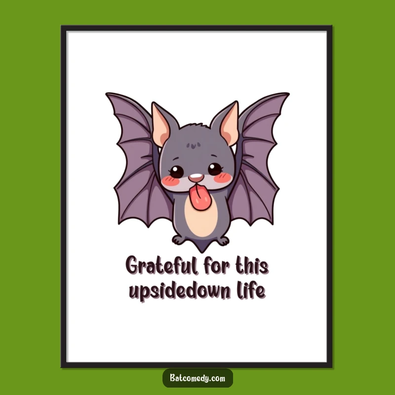 Funny Free Printable Wall Art: Upside Down Bat Tongue Out Decor
