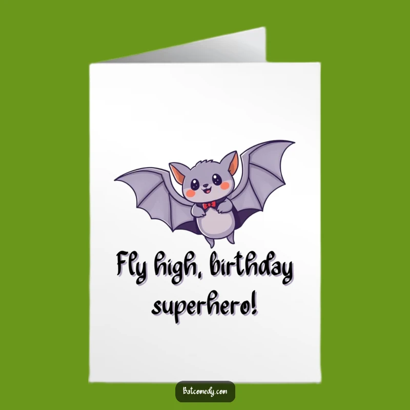 Free Printable Birthday Card: Speedy Cape Bat Superhero Design