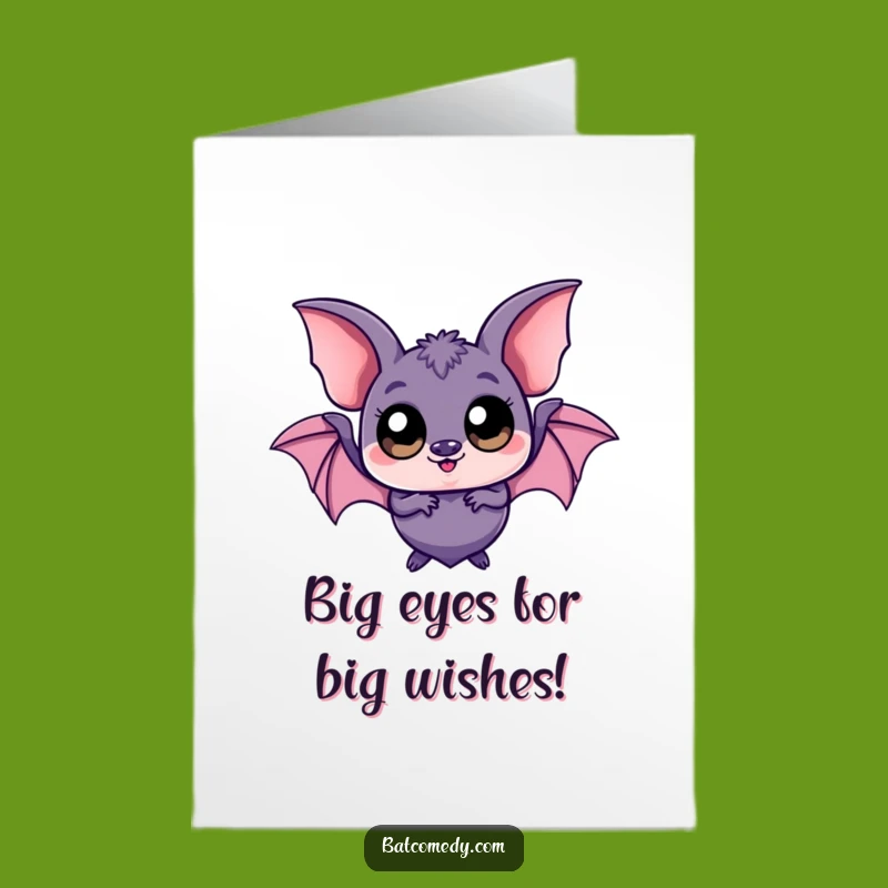 Free Printable Funny Birthday Card: Playful Kawaii Bat Eyes - Cheeky Downloadable Gift