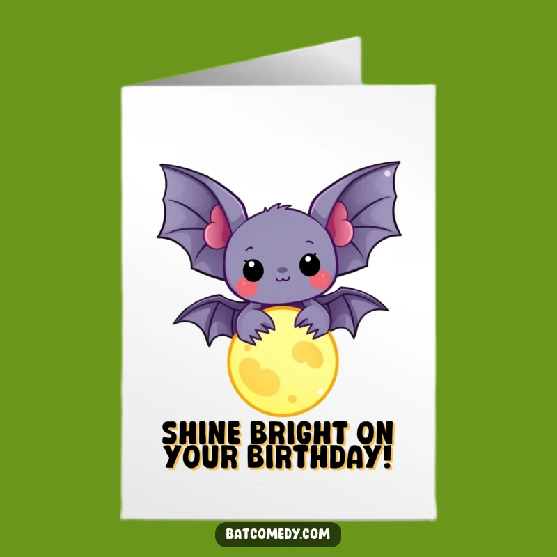 Free Printable Birthday Card: Kawaii Bat's Moonlit Birthday Wish