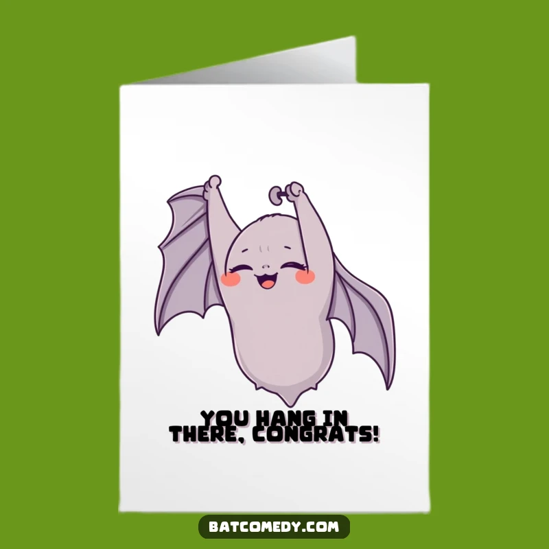 Free Printable Congrats Card: Giggling Bat Cheers Your Success Upside Down