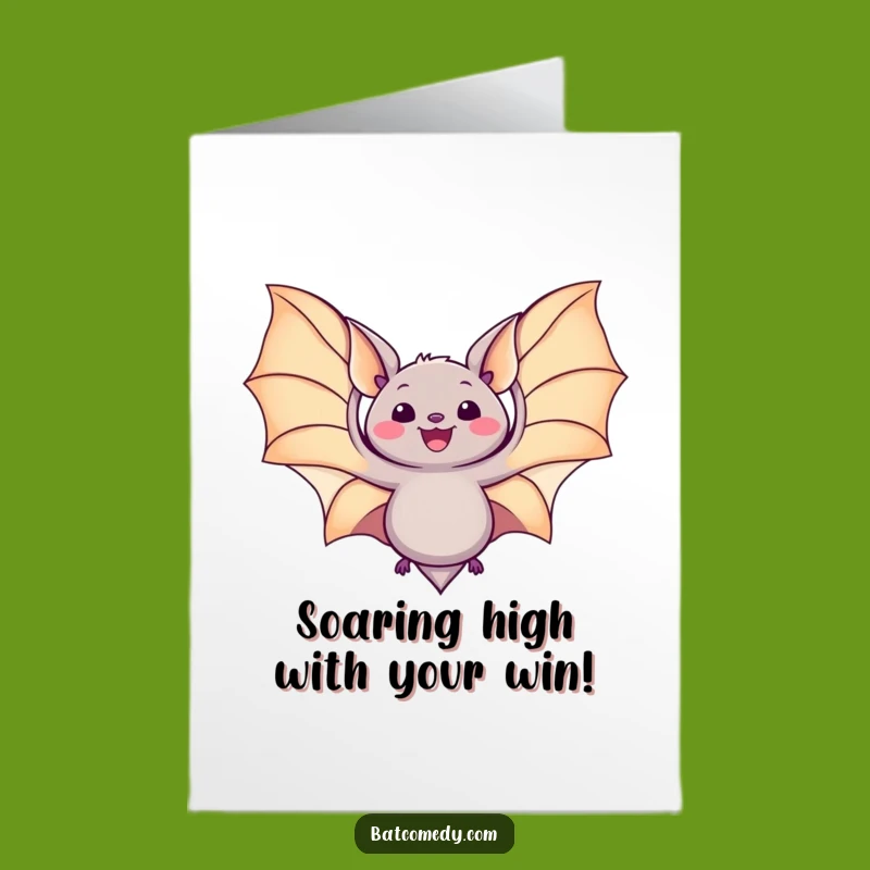 Free Printable Congrats Card: Kawaii Bat's Wing Spread - Thrilled Downloadable Gift