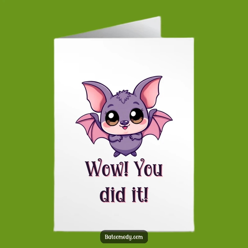 Free Printable Congrats Card: Playful Kawaii Bat's Big Eyes - Fun Downloadable Gift