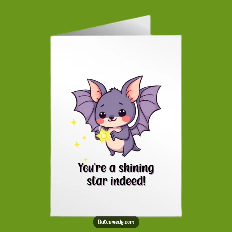 Free Printable Congrats Card: Kawaii Bat's Firefly Discovery - Joyful Downloadable Gift