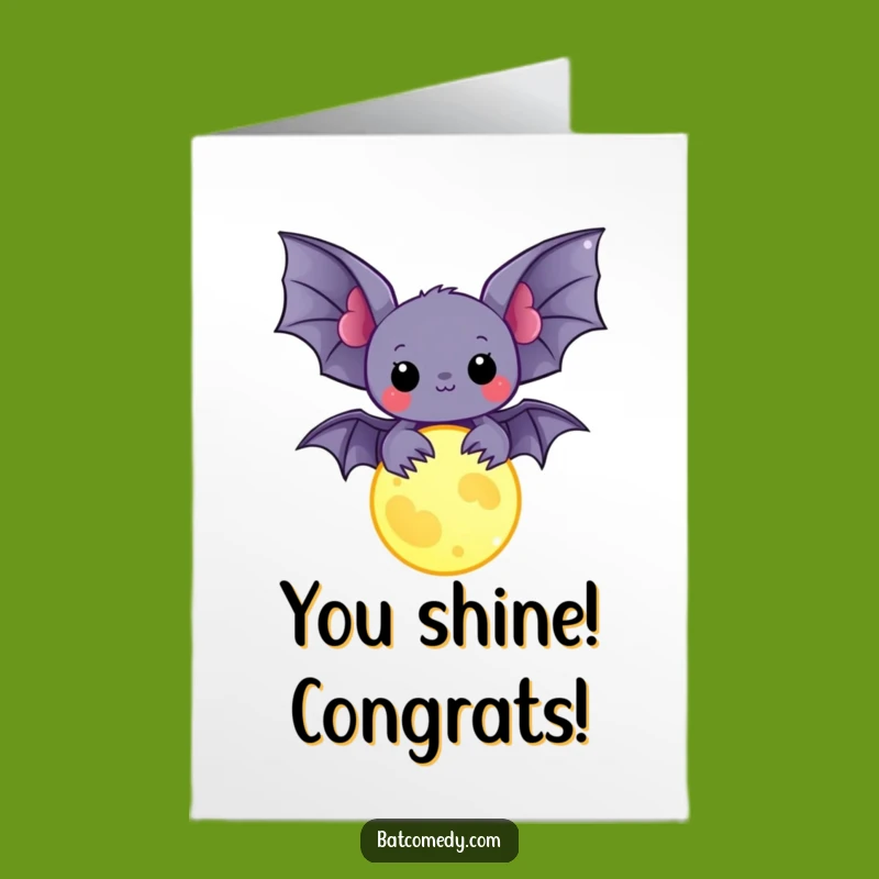 Free Printable Congrats Card: Bat's Moon Charm Celebrates Success