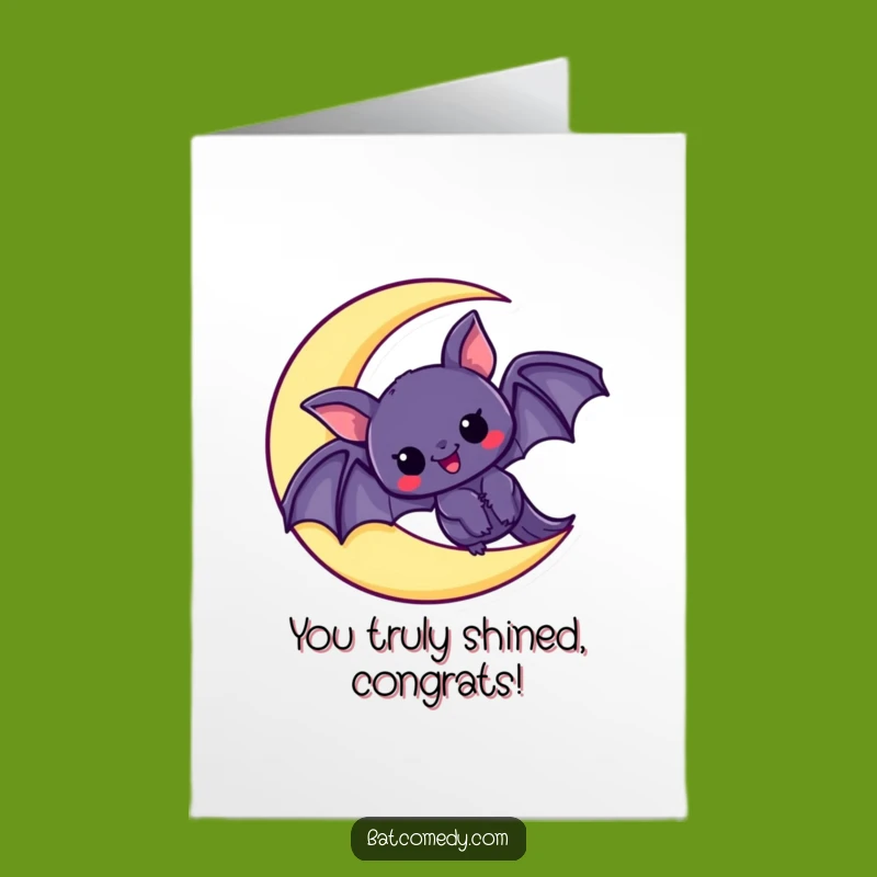 Free Printable Kawaii Bat Moon Congrats Card - Funny Downloadable Celebration Gift