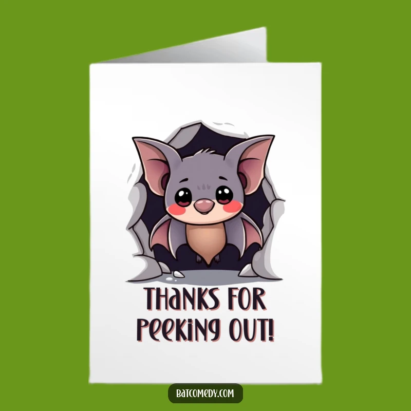 Free Printable Bat Thank You Card: Shy Smile Downloadable Gift for Heartfelt Thanks!