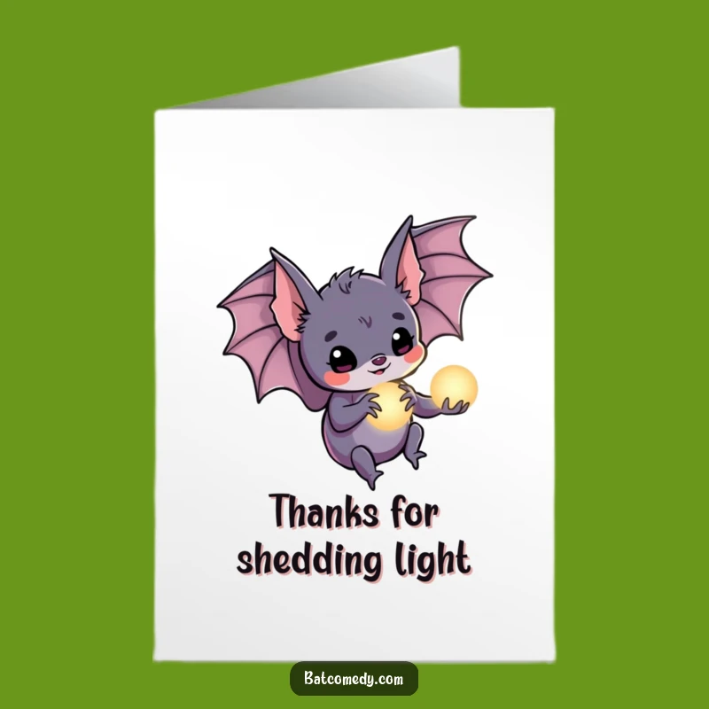 Free Printable Thank You Card: Bat with Glowing Orb Offers Thanks