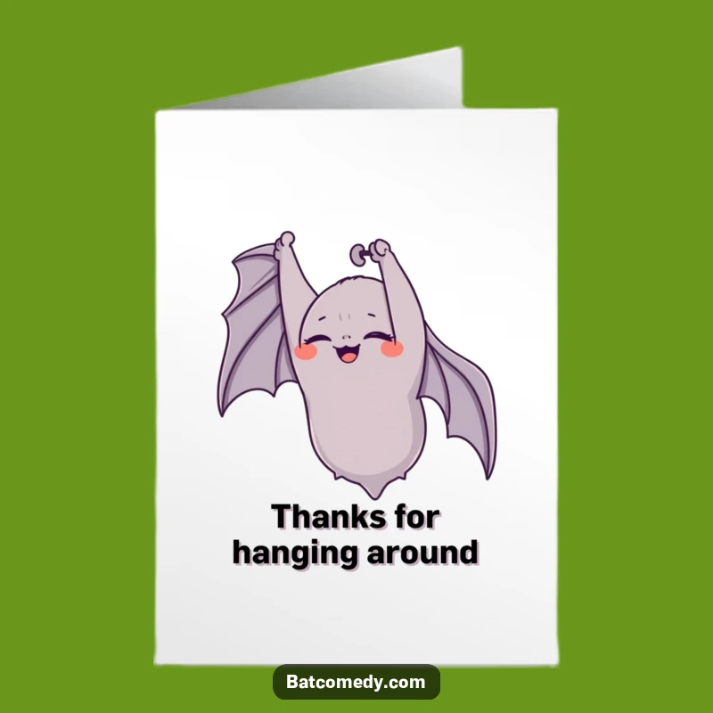 Free Printable Thank You Card: Giggling Bat Expresses Thanks Upside Down