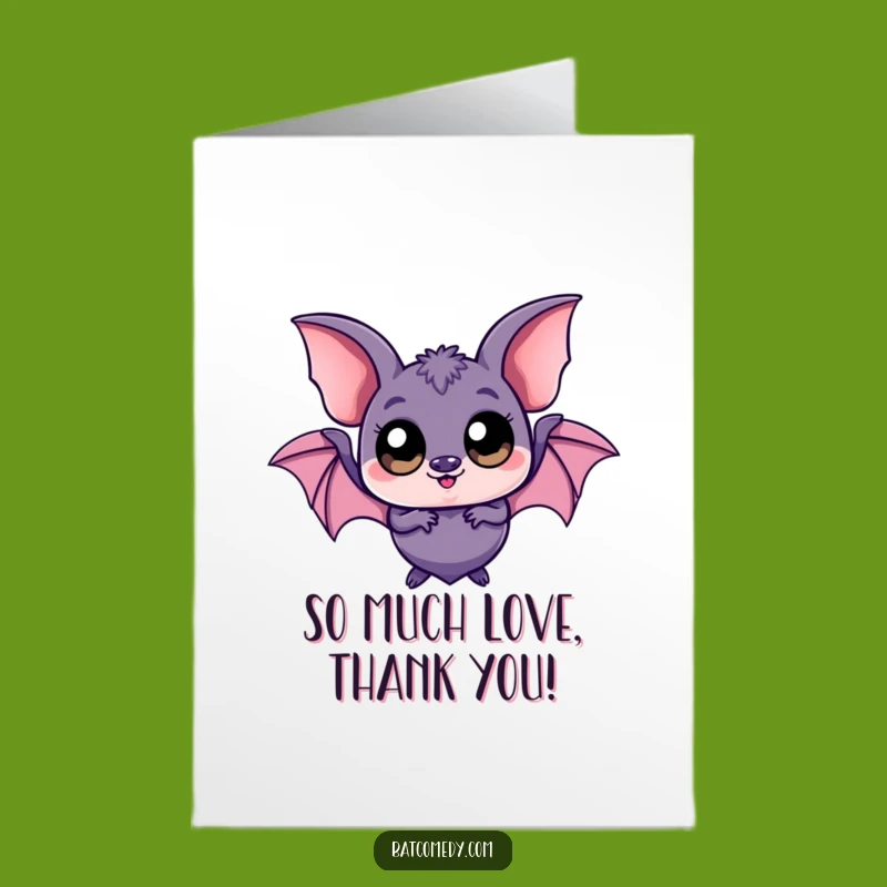 Free Printable Thank You Card: Playful Kawaii Bat's Peek - Sweet Downloadable Gift