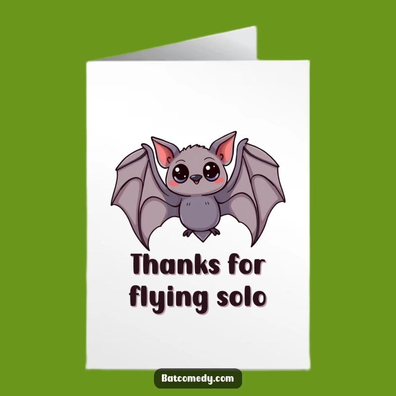 Free Printable Thank You Card: Curious Bat Swooping to Express Gratitude