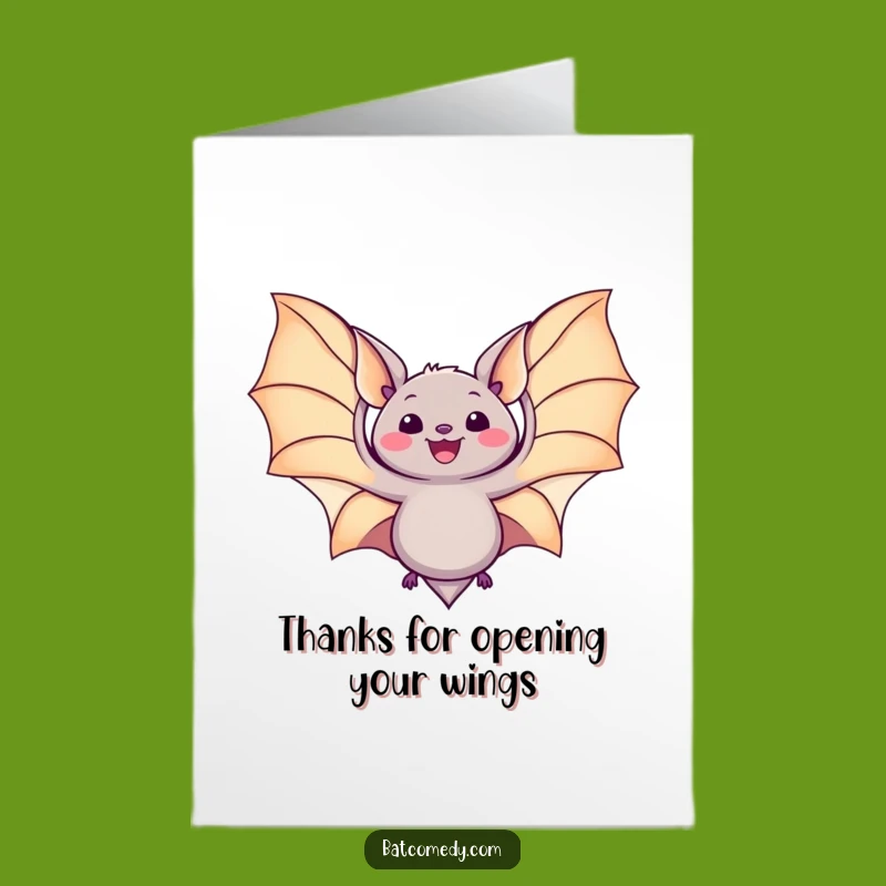 Free Printable Thank You Card: Kawaii Bat's Grateful Wings - Heartfelt Downloadable Gift